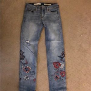 Anthropology embroidered jeans